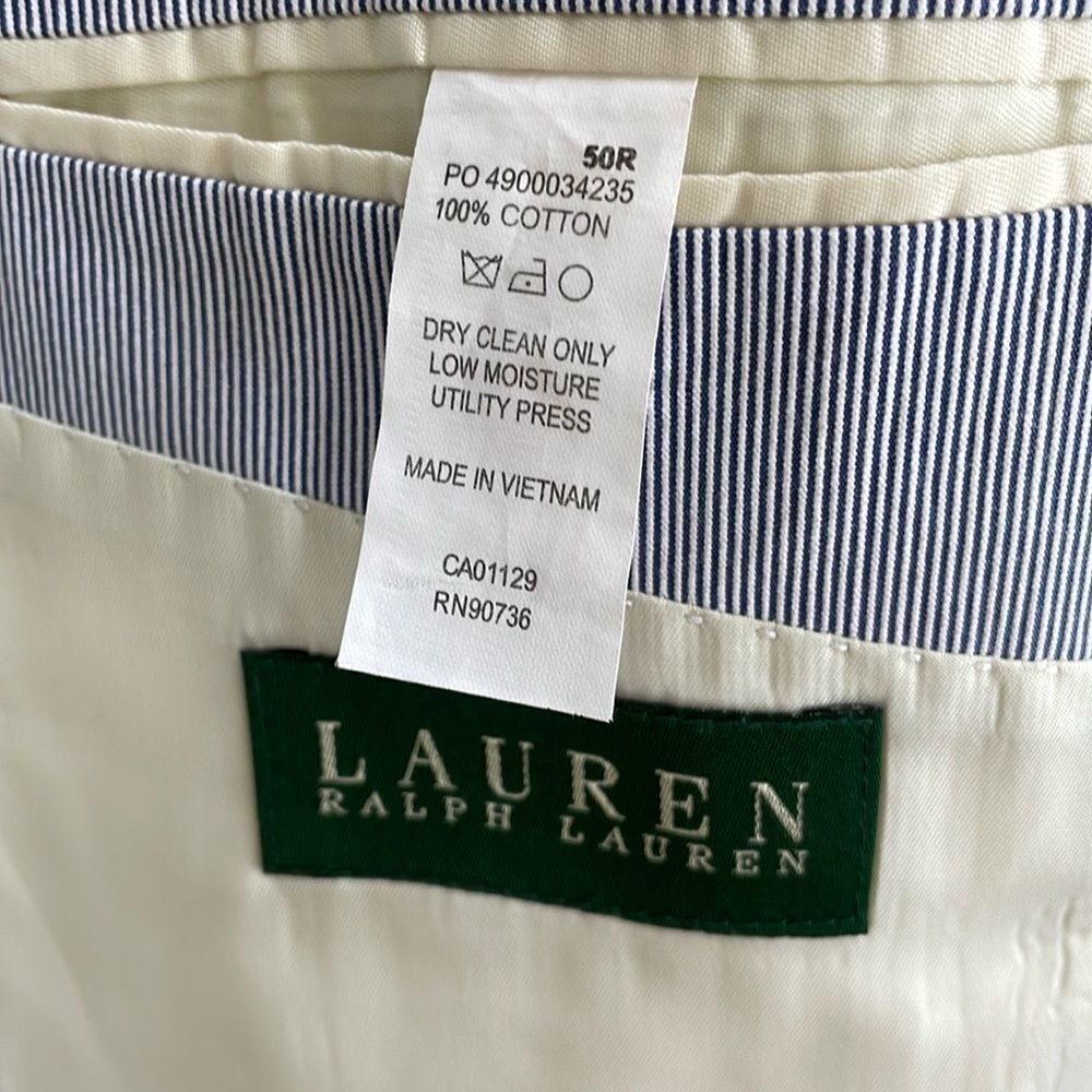 LAUREN RALPH LAUREN NAVY BLUE AND WHITE STRIPED BLAZER - Picture 7 of 8
